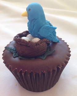 Bird on a nest cupcake