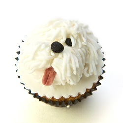 White dog cupcake