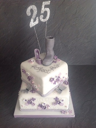 Perfect Pair Anniversary cake with shoe and boot