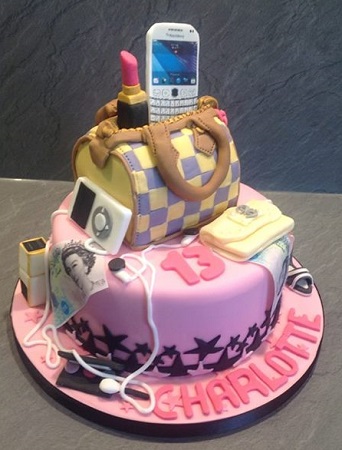 2 tier cake - with ipod, handbag, blackberry and make up