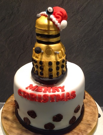 Dalek in a santa hat cake