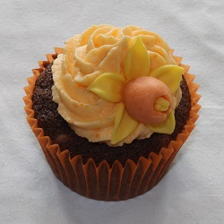 Orange choc chip daffodil cupcake