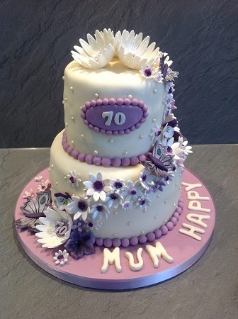 Lilac daisy 2-tier birthday cake