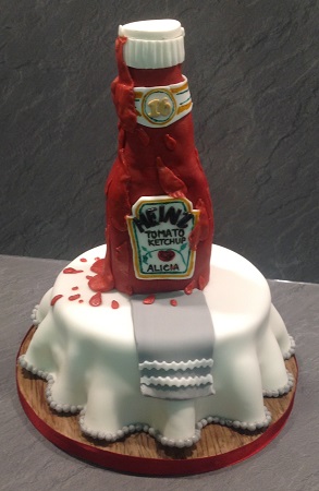 Ketchup bottle cake