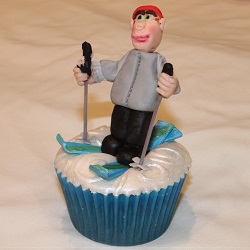 Skiing cupcake