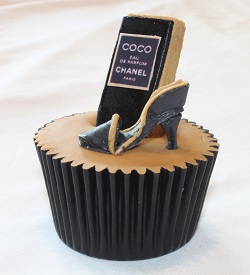 Shoe and perfume cupcake