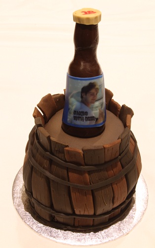 18th birthday beer bottle photo top tier cake