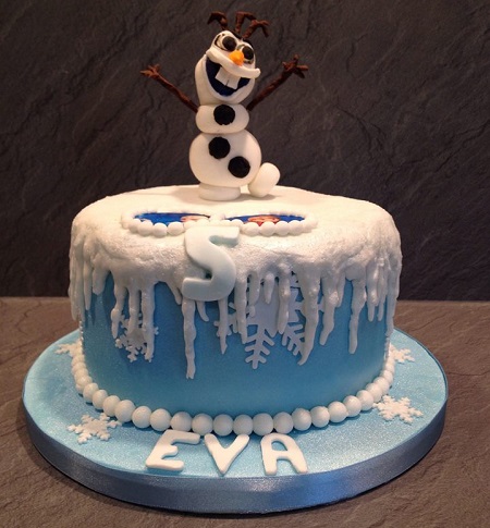 Frozen themed cake - 1 tier birthday cake with Olaf