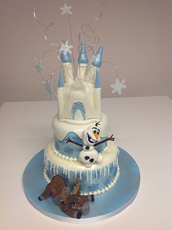 Frozen themed Cake - 3 tier cake with Castle, Olaf and Sven