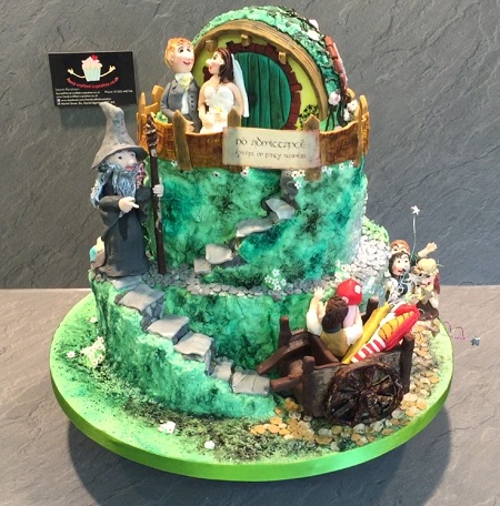 Lord of the Rings themed 3-tier wedding cake