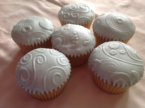 White patterned cupcakes