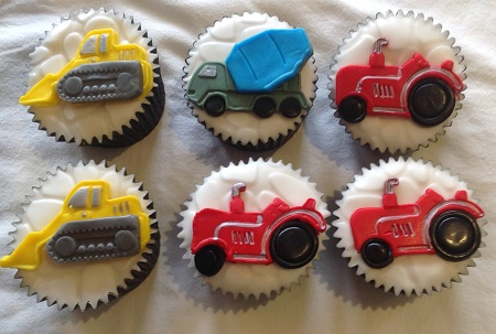 Tractor and digger cupcakes