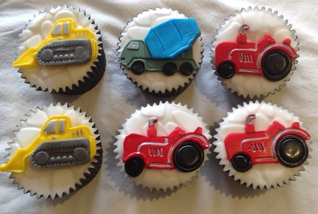 Tractor and digger cupcakes