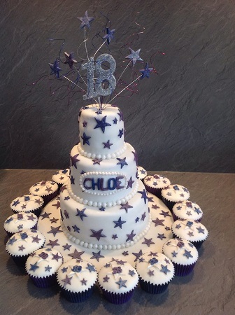 Stars 18th birthday cake and cupcakes designed by my customer
