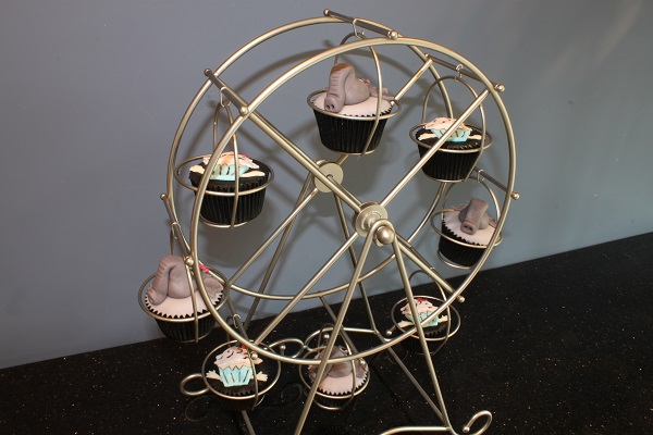 Cupcakes on ferris wheel display stand