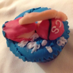 Lady swimming cupcake
