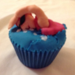 Lady swimming cupcake