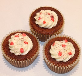 Red velvet and hearts cupcakes