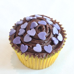 Purple hearts wedding cupcake