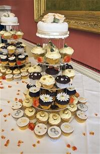 Closeup of cupcakes on 1 stand