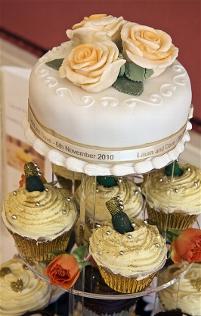 Closeup of top tier cake